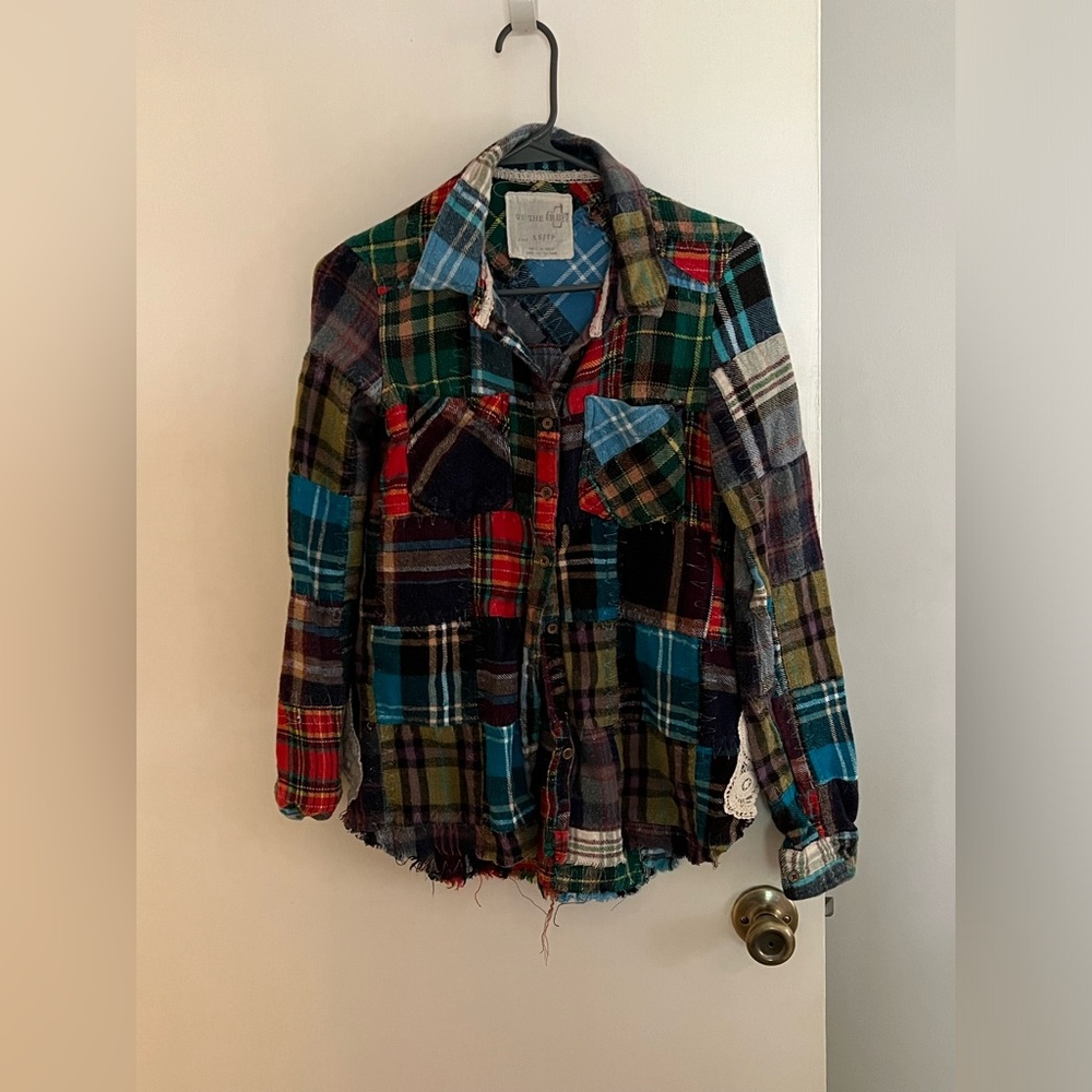 We the Free Flannel Patch Button Down